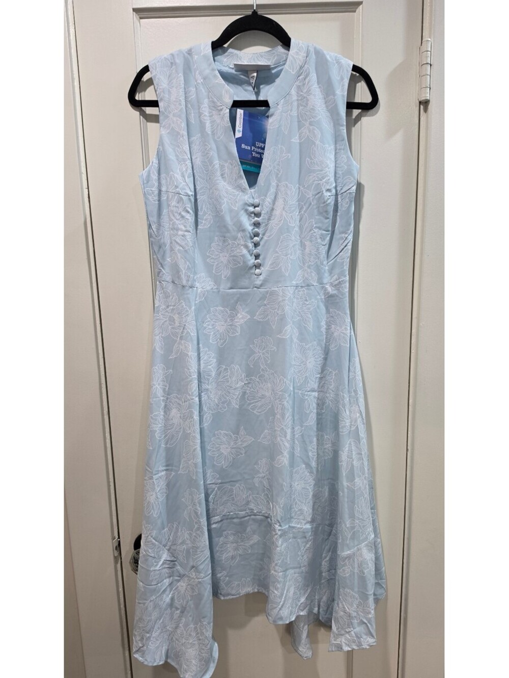 Coolibar Monroe Button Front Maxi Dress Light Blue Women's M